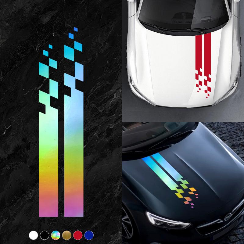 Universal Hood Sports Long Striped Plaid Car Stickers