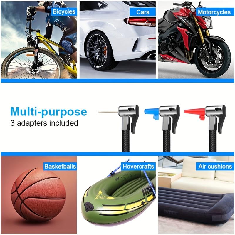 Portable Air Compressor Car Air Pump Digital Display LED Light Nozzle Adaptors