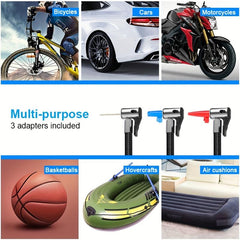 Portable Air Compressor Car Air Pump Digital Display LED Light Nozzle Adaptors