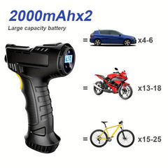 Portable Air Compressor Car Air Pump Digital Display LED Light Nozzle Adaptors