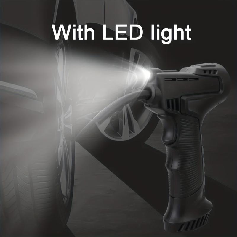 Portable Air Compressor Car Air Pump Digital Display LED Light Nozzle Adaptors