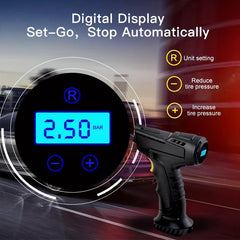 Portable Air Compressor Car Air Pump Digital Display LED Light Nozzle Adaptors