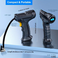 Portable Air Compressor Car Air Pump Digital Display LED Light Nozzle Adaptors