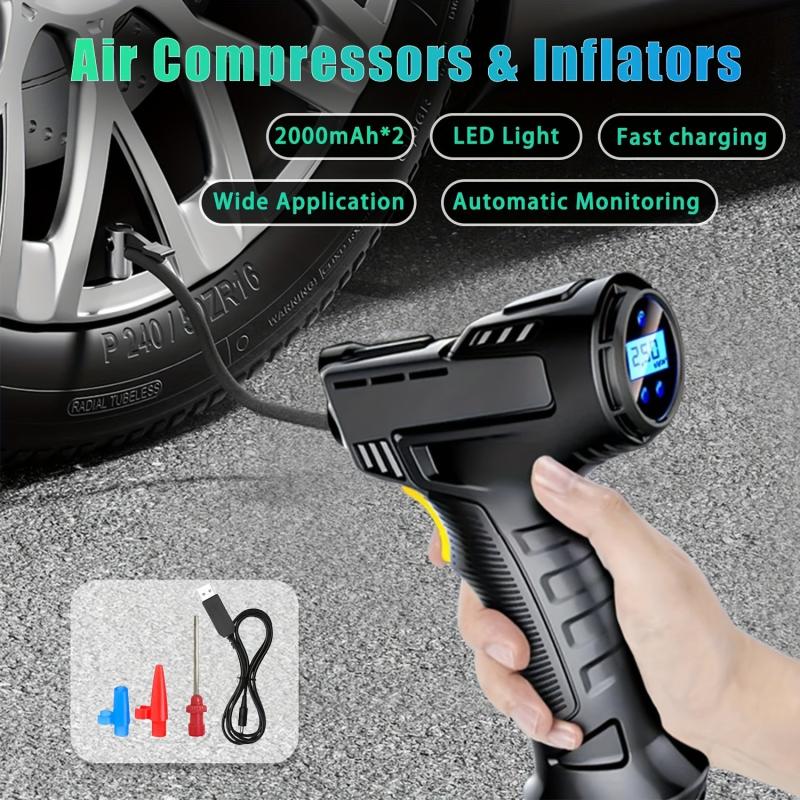 Portable Air Compressor Car Air Pump Digital Display LED Light Nozzle Adaptors