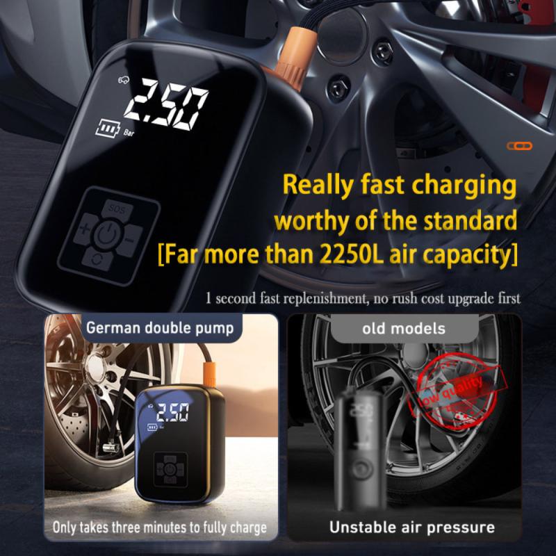 High Speed 150W Car Air Compressor With LED Lamp for Tire Inflation