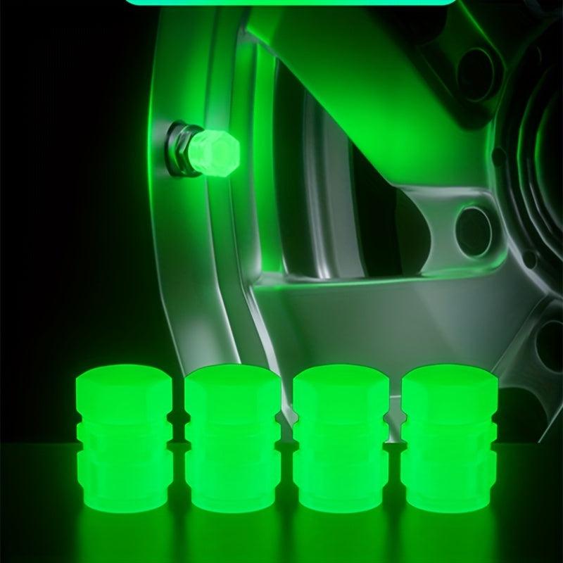 4pcs Motorcycle Tire Valve Caps Luminous Valve Cores