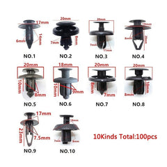 100pcs Mixed Universal Buckles For Cars - Car Rivets Clips Industrial Screws