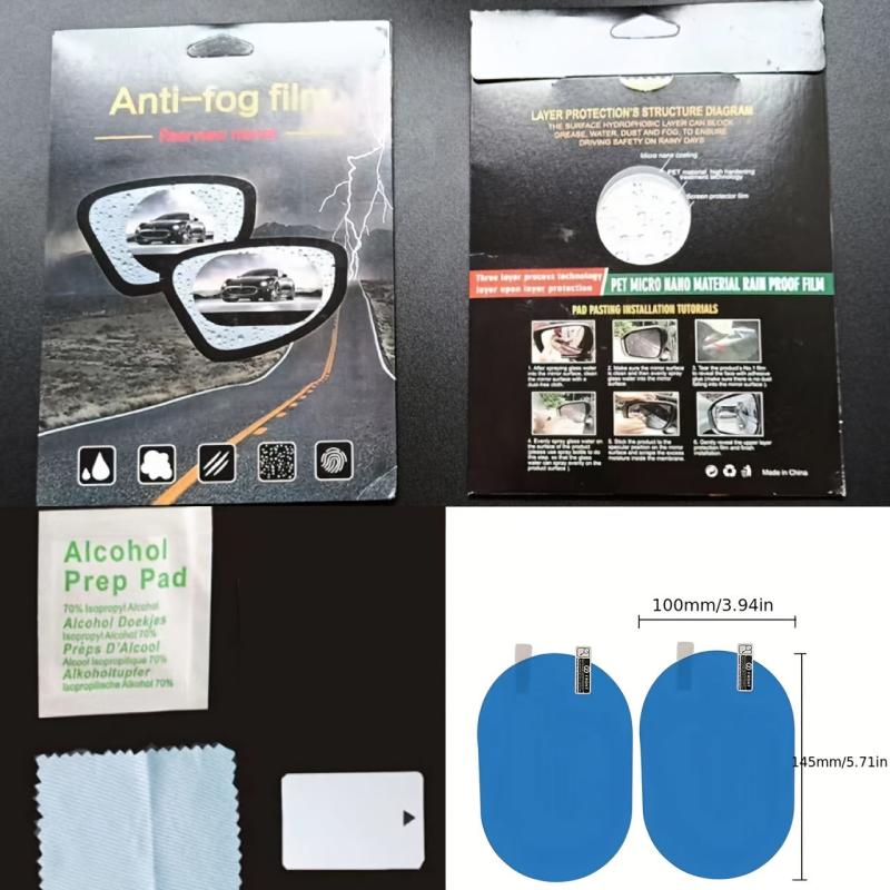 2pcs Car Mirror Rainproof Film Waterproof Fog Dazzling Rearview Mirror