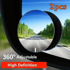 2pcs Car Blind Spot Glass Mirror 360 Degree Side Wide Angle Rearview Mirror