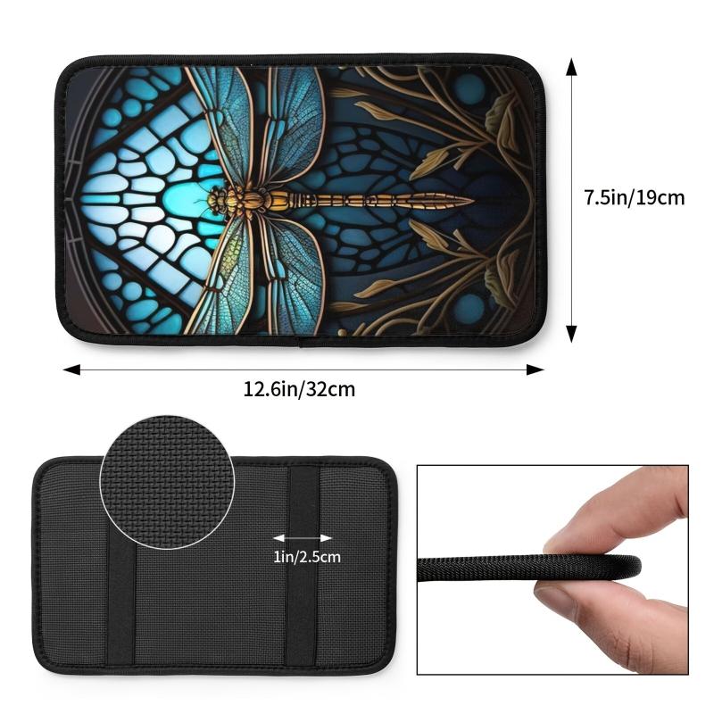 Dragonfly Car Armrest Cover Soft Cushion Handrail Box Universal Decoration