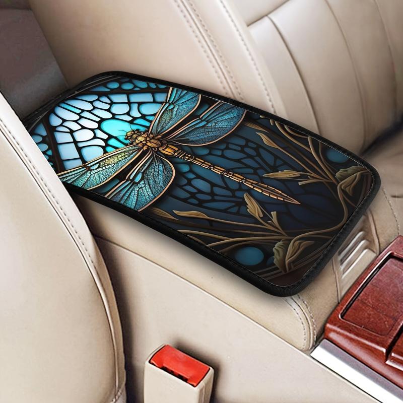 Dragonfly Car Armrest Cover Soft Cushion Handrail Box Universal Decoration