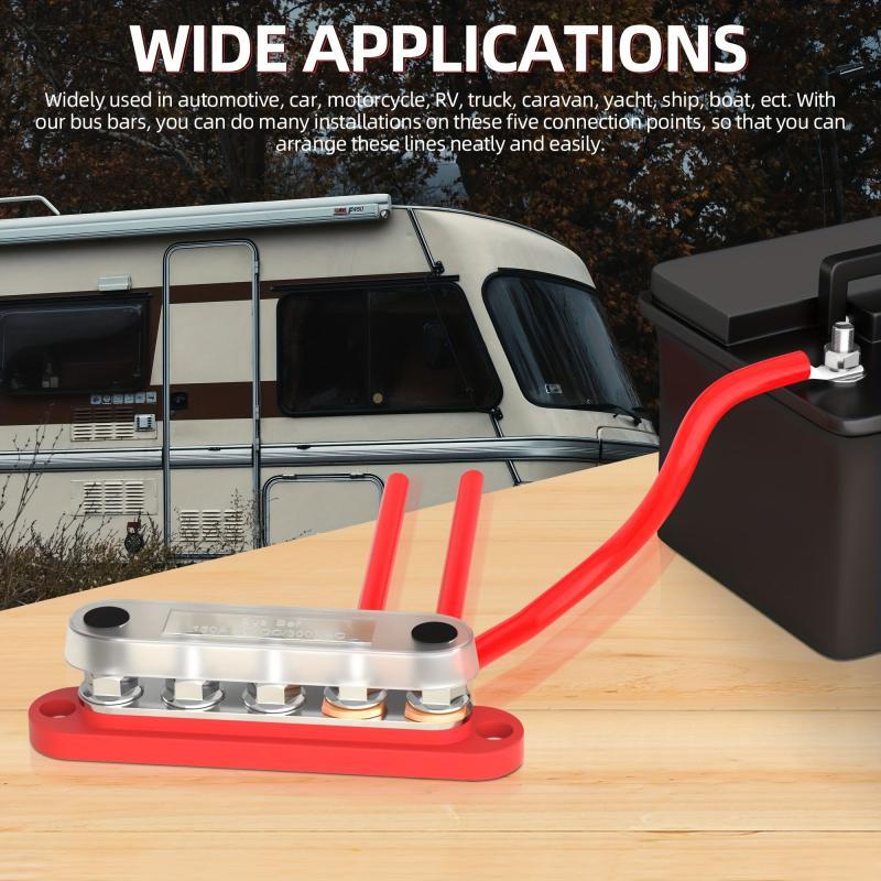 150A Bus Bar Terminal Block 48V 300V DC AC w/ Cover for Automotive Marine