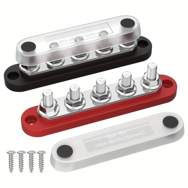 150A Bus Bar Terminal Block 48V 300V DC AC w/ Cover for Automotive Marine