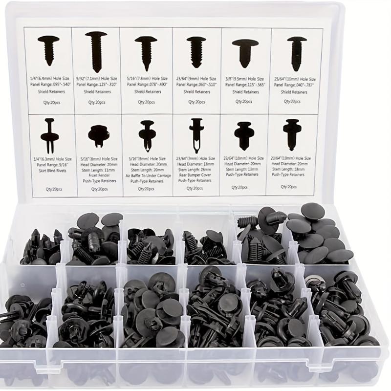 190pcs Bumper Clips Plastic Rivets Fasteners Push Retainer Kit