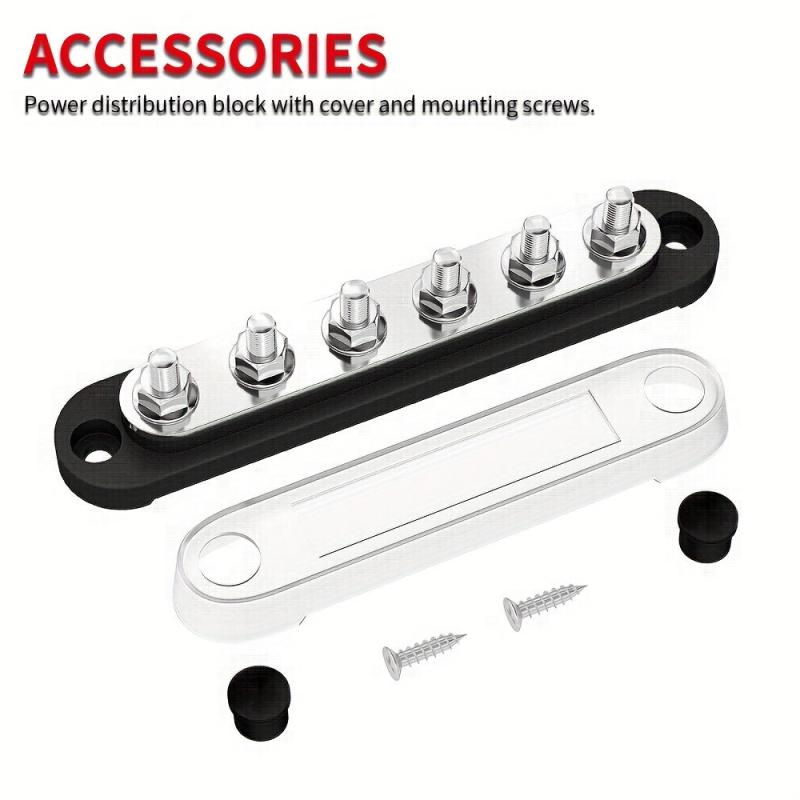 12V 6X1/4 M6 Terminal Studs Bus Bar Terminal Block Cover 150A 48V DC Power Distr