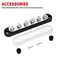 12V 6X1/4 M6 Terminal Studs Bus Bar Terminal Block Cover 150A 48V DC Power Distr