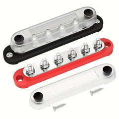 12V 6X1/4 M6 Terminal Studs Bus Bar Terminal Block Cover 150A 48V DC Power Distr