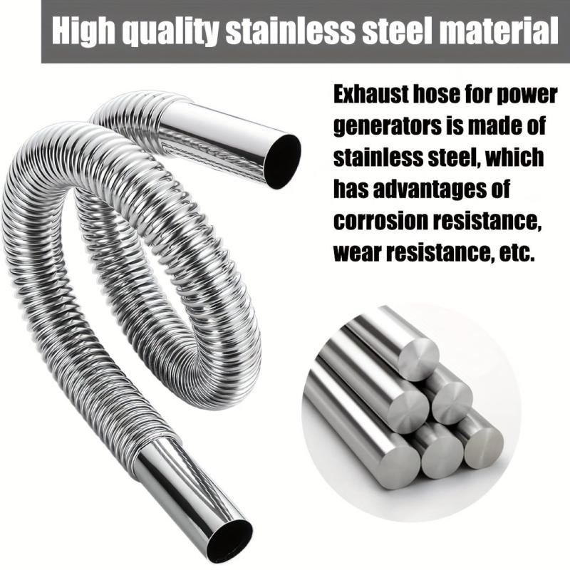 Stainless Steel Exhaust Hose for Generator and Car - 2 Clamps Included