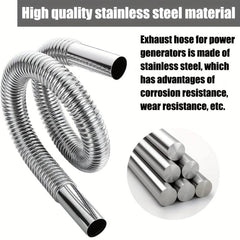 Stainless Steel Exhaust Hose for Generator and Car - 2 Clamps Included