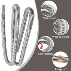 Stainless Steel Exhaust Hose for Generator and Car - 2 Clamps Included