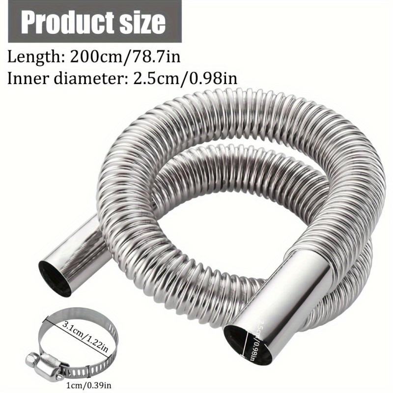 Stainless Steel Exhaust Hose for Generator and Car - 2 Clamps Included