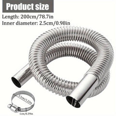 Stainless Steel Exhaust Hose for Generator and Car - 2 Clamps Included