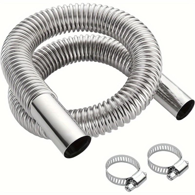 Stainless Steel Exhaust Hose for Generator and Car - 2 Clamps Included