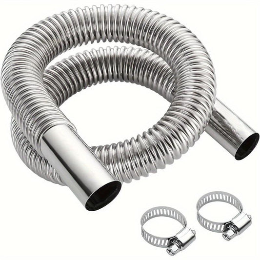 Stainless Steel Exhaust Hose for Generator and Car - 2 Clamps Included