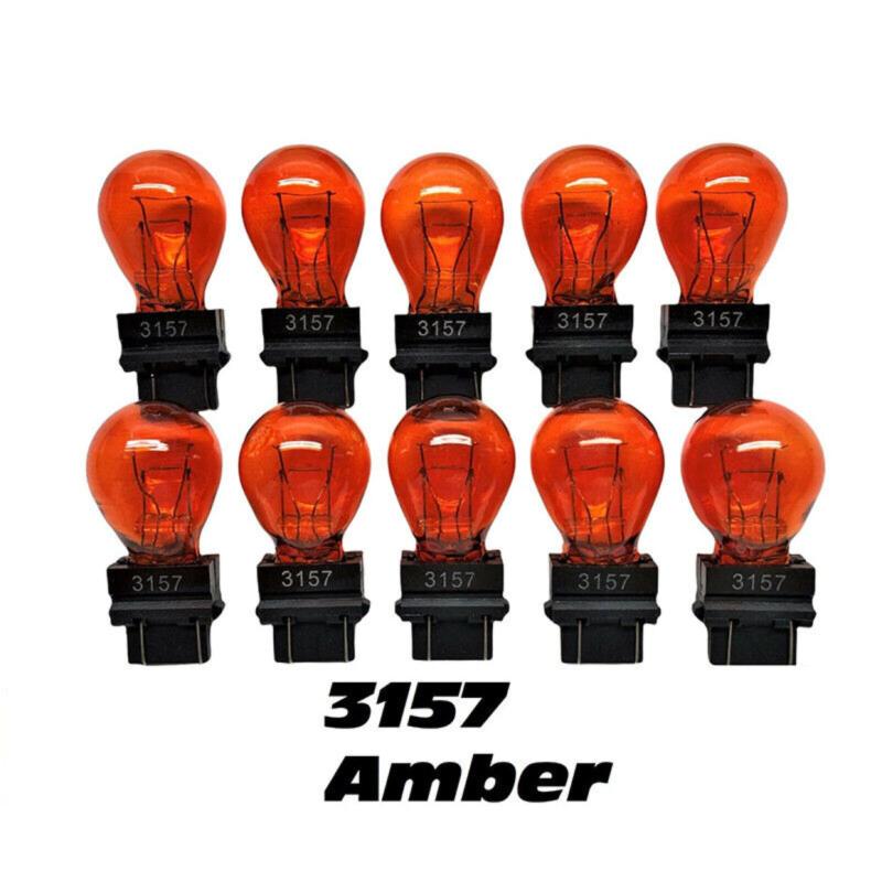 10pcs 3157 Clear White&Amber Tail Signal Brake Light Bulb Lamp Bright