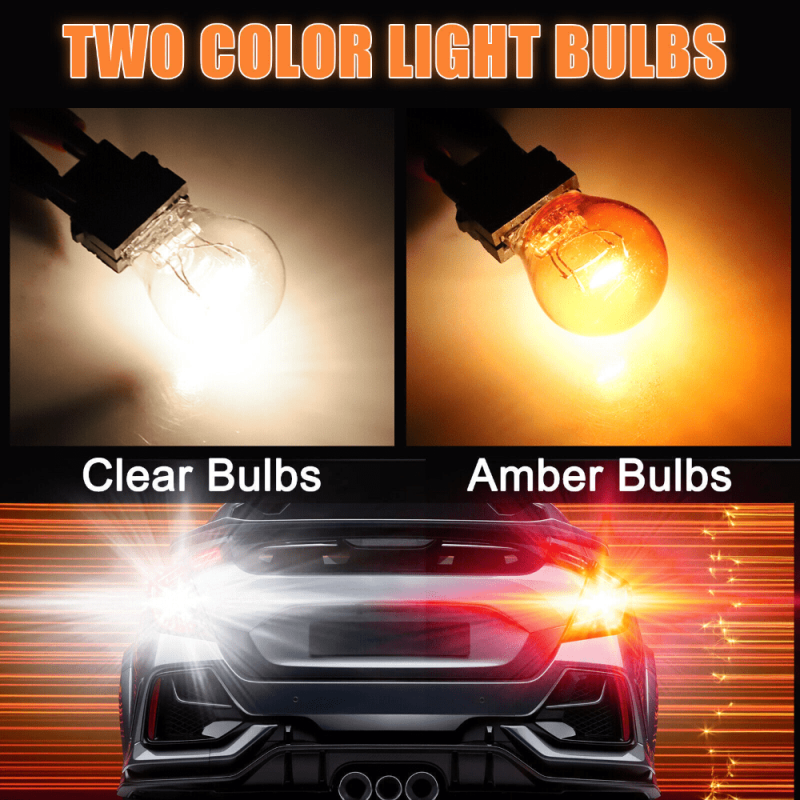 10pcs 3157 Clear White&Amber Tail Signal Brake Light Bulb Lamp Bright
