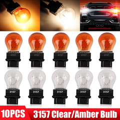 10pcs 3157 Clear White&Amber Tail Signal Brake Light Bulb Lamp Bright
