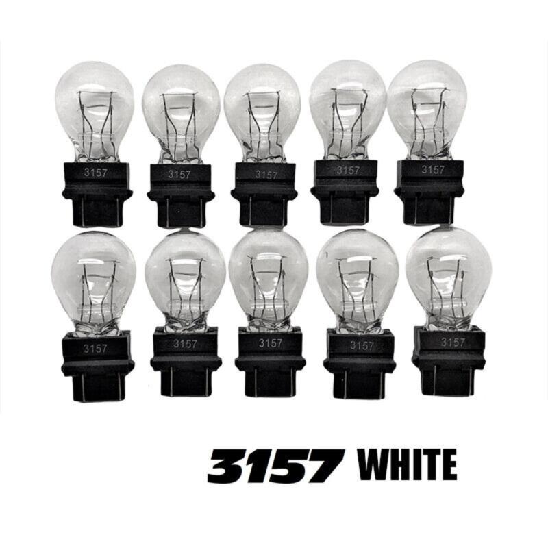 10pcs 3157 Clear White&Amber Tail Signal Brake Light Bulb Lamp Bright