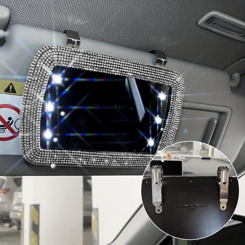 Car Sun Visor Set Diamond Led Lighted Makeup Mirror