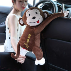 Leather Monkey Car Tissue Box Cartoon Armrest Box