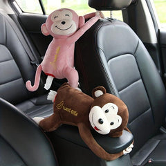 Leather Monkey Car Tissue Box Cartoon Armrest Box