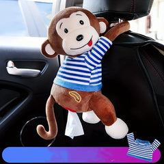 Leather Monkey Car Tissue Box Cartoon Armrest Box