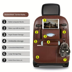 Car Seat Back Leather Storage Bag Hanging Bag for Kids Rear Seat