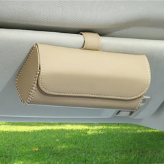 Car Sun Visor Sunglasses Holder Leather Case with Magnetic Closure