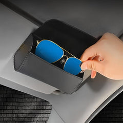 Car Sun Visor Sunglasses Holder Leather Case with Magnetic Closure