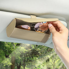 Car Sun Visor Sunglasses Holder Leather Storage Case Magnetic Closure