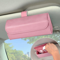 Car Sun Visor Sunglasses Holder Leather Storage Case Magnetic Closure