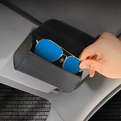 Car Sun Visor Sunglasses Holder Leather Storage Case Magnetic Closure