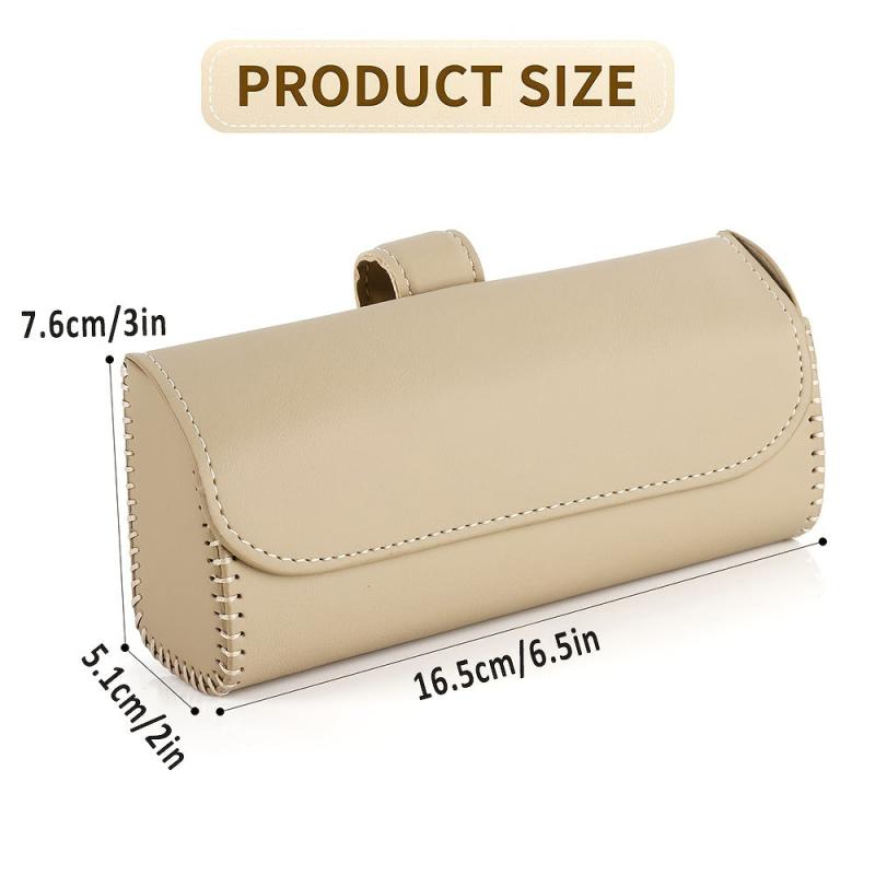 Car Sun Visor Sunglasses Holder Leather Storage Case Magnetic Closure