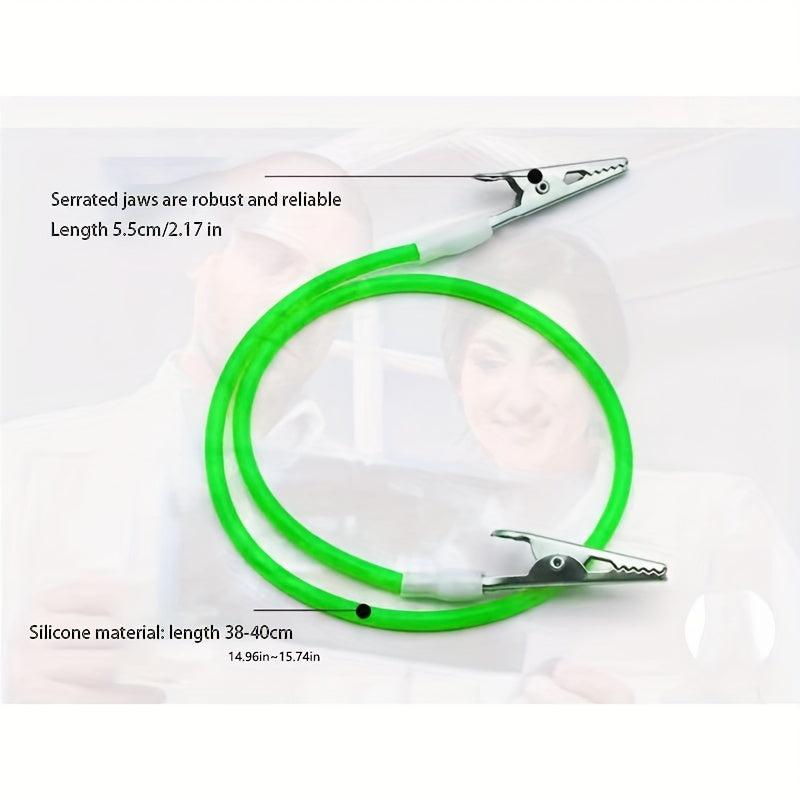 1pc Dental Colorful Bib Clips with Silicone Cord & Spring Loaded Clips