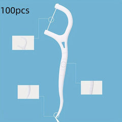 100pcs Dental Floss Sticks - Clean Teeth Easily - High Tension Bag