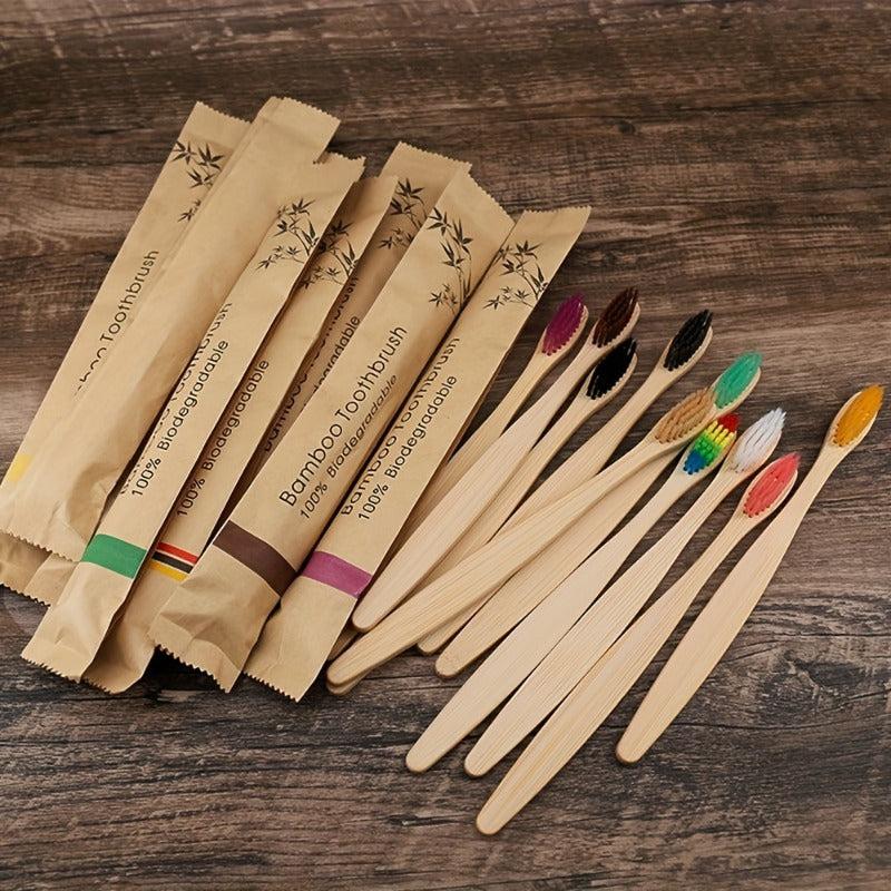 10 Bamboo Toothbrushes Extra Soft Bristles Sensitive Teeth Gums Men Women