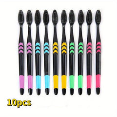 10pcs Soft Bamboo Charcoal Ultra Soft Toothbrush Family Set