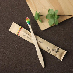 10pcs Adult Colorful Bamboo Toothbrush Set Soft Bristle