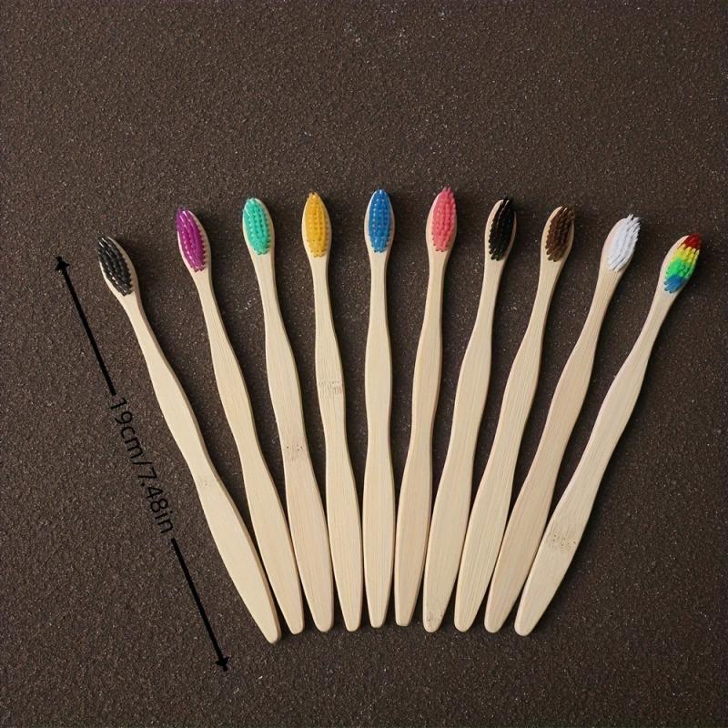 10pcs Adult Colorful Bamboo Toothbrush Set Soft Bristle