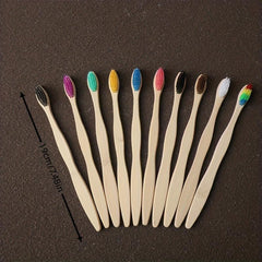 10pcs Adult Colorful Bamboo Toothbrush Set Soft Bristle